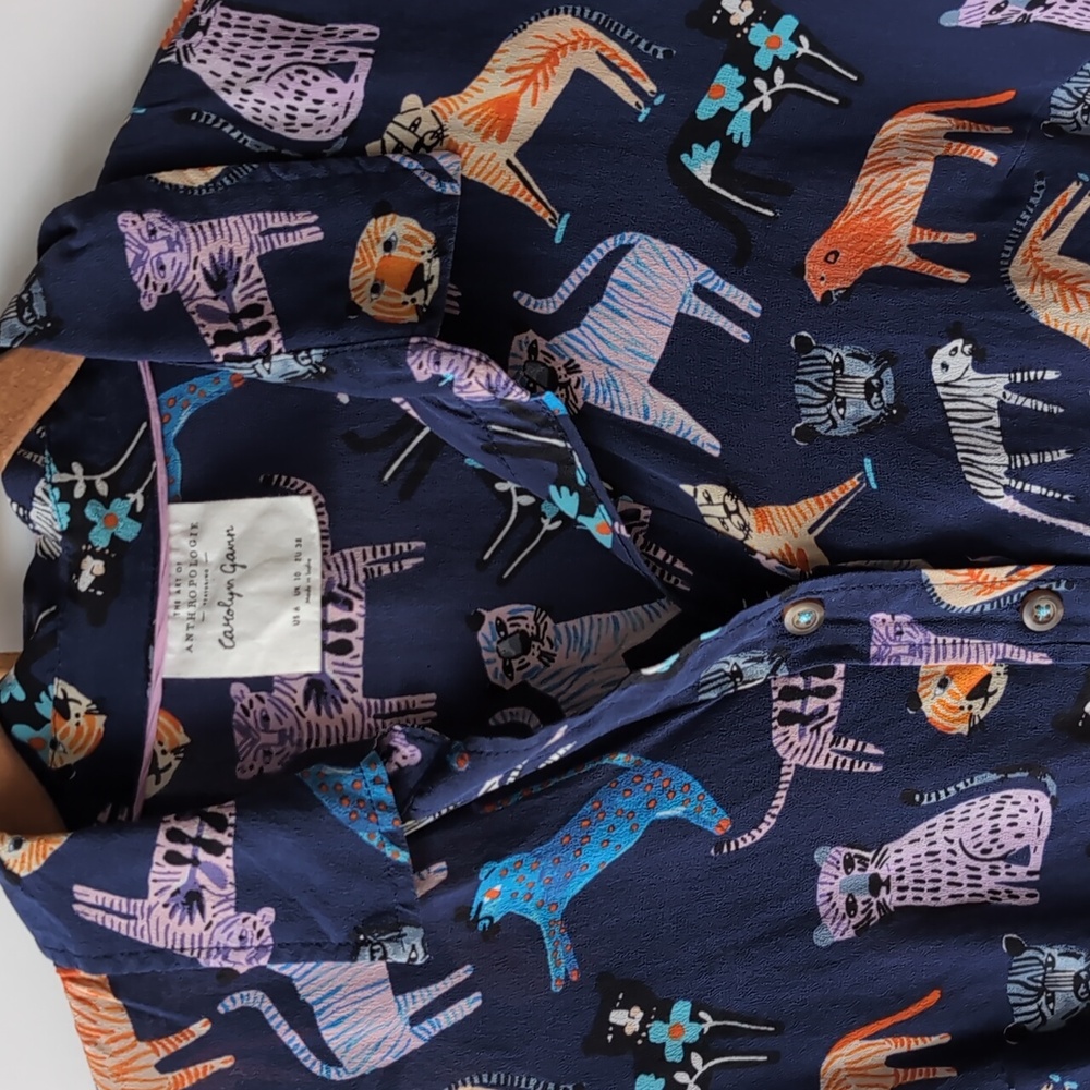 NWOT Carolyn Gavin Jungle Cat Print Tiger Leopard Top 6 - Picture 9 of 14